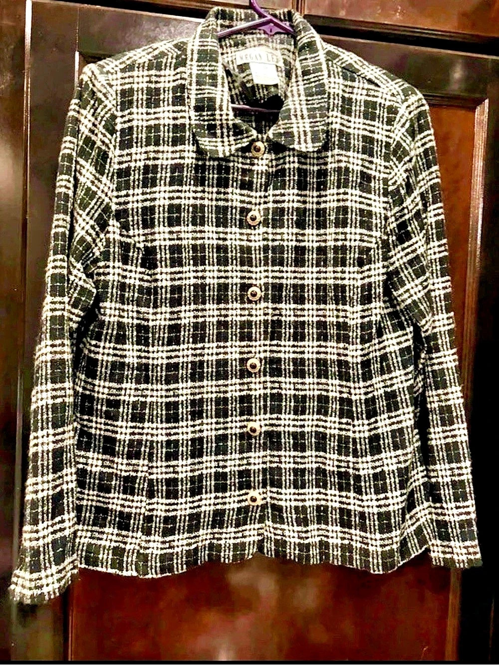 Megan Lee plaid Blouse in Black & White Size Medium